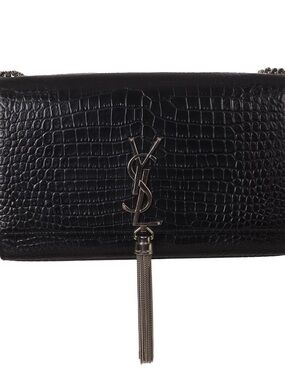 ♥️Saint Laurent Kate Monogramme Black Croc-Embossed Tassel Crossbody Bag♥️